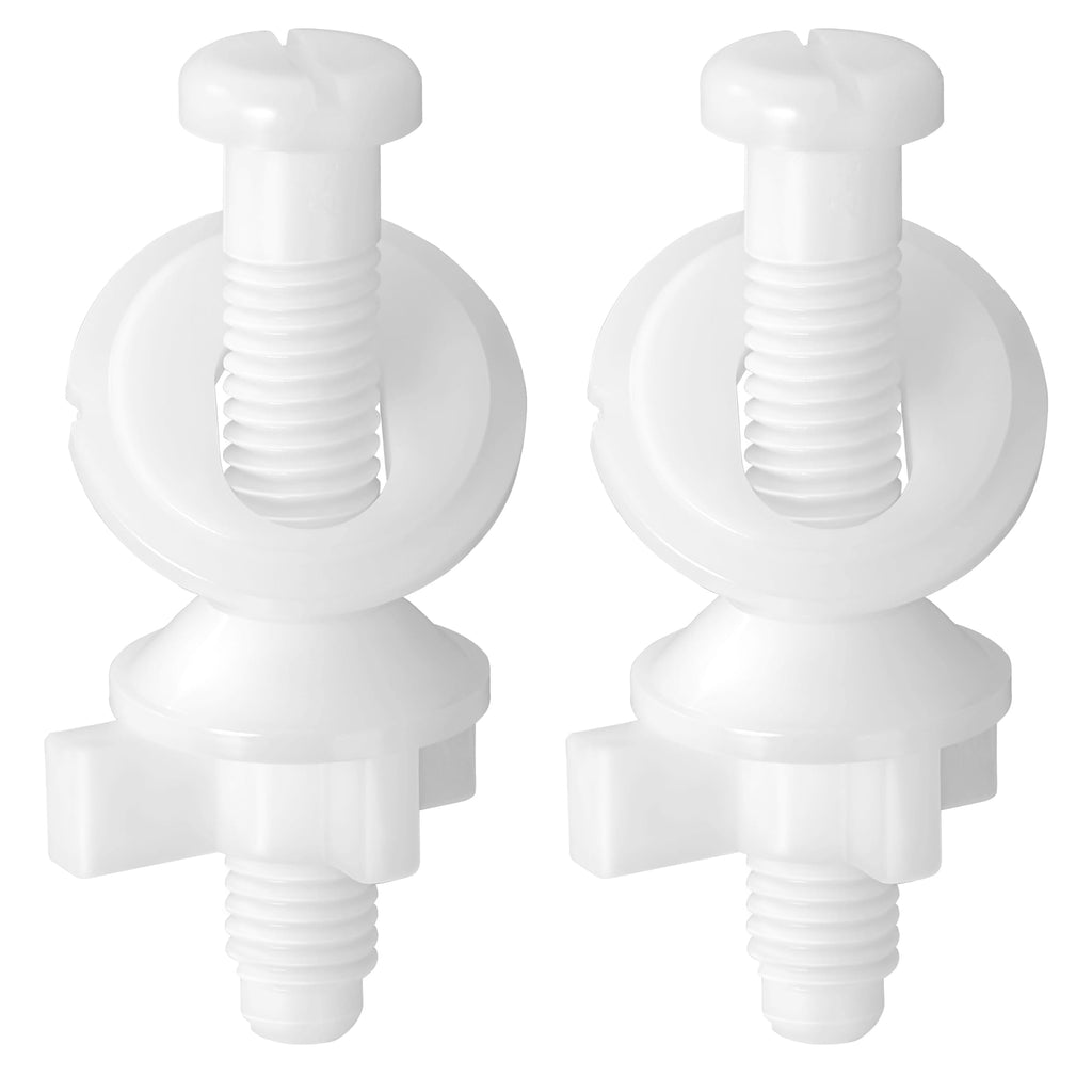 [Australia - AusPower] - 2 Pack Universal White Plastic Toilet Seat Hinge Bolts Screws with Nuts for Top Mount Toilet Seat Hinges 