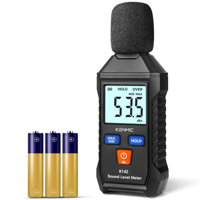 [Australia - AusPower] - Digital Decibel Meter - Portable SPL Meter with Backlit LCD Display (35-130dB(A) Range) - MAX/MIN Data Hold - Digital dB Reader Meter for Home, Classroom, Workshop, and Office Use Black 