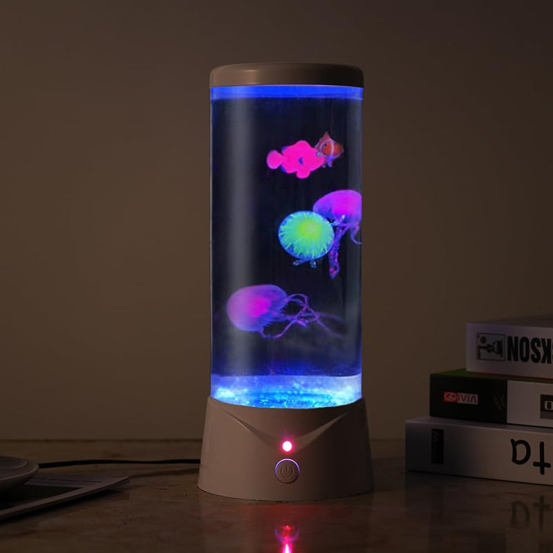 [Australia - AusPower] - BiKiBao Jellyfish Lava Lamp with 7 Color Changing Effect LED Night Lamp Jellyfish Mood Lamp Fish Tank Aquarium Light, Soft Eye-Friendly Light for Kids&Adults -Ideal Gift (White) White 