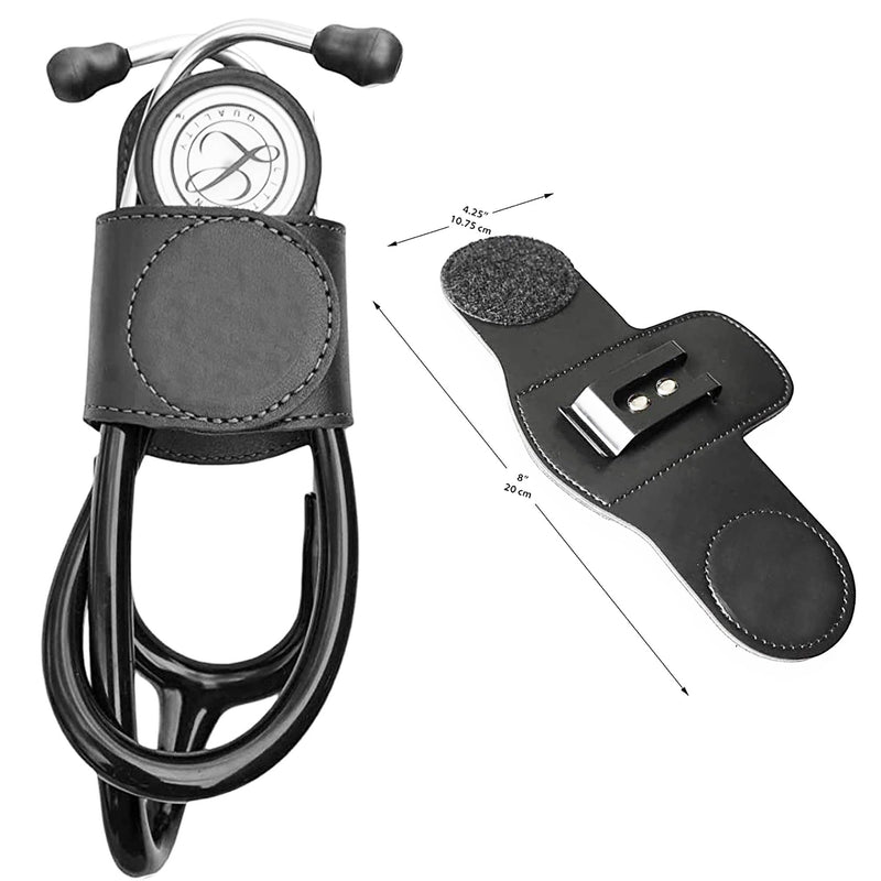 [Australia - AusPower] - Leather Stethoscope Holder Clip Stethoscope Hip Holder with Clip on Waist Belt/Pocket/Bag to Protect from Loss Fit for Physicians 
