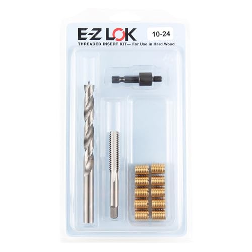E-Z LOK 10-24 brass helical threaded insert repair kit with threaded inserts and installation tools