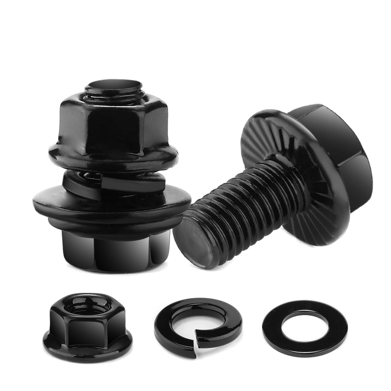 [Australia - AusPower] - M6 x 12mm Flanged Hex Head Bolts, Nuts, Flat & Lock Washers, 20Pcs 18-8 (304) Stainless Steel, Fully Threaded, Black Oxide by SG TZH M6 x 12mm 20 