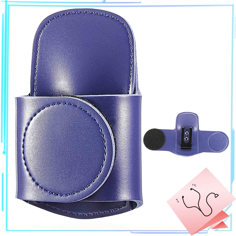 [Australia - AusPower] - Leather Stethoscope Holder Case Stethoscope Case Handmade Clip-on Stethoscope Holder for Physicians, Nurses, EMT, Medical Nursing Students(Blue) 