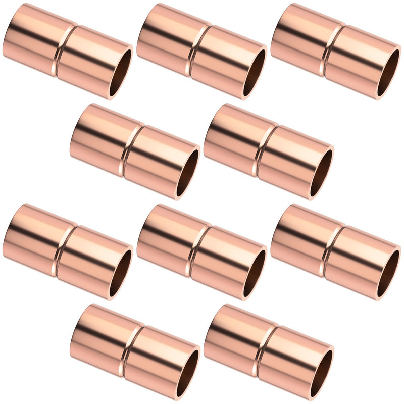 [Australia - AusPower] - HINZIC 10Pcs 1/4" Straight Copper Coupling Fittings, Sweat Solder Connection Connector End Repair Coupler Copper Fittings for HVAC Air Conditioner, with Rolled Tube Stop Sweat Ends 