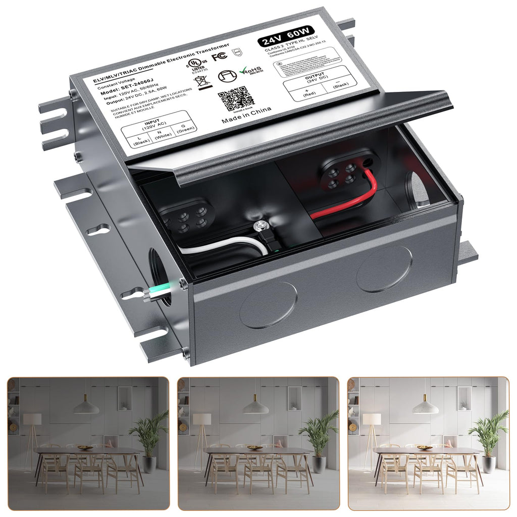 [Australia - AusPower] - 24V Dimmable LED Driver, 60W Triac ELV/MLV LED Transformer Compatible with Lutron&Leviton Switches, Dimmable Led Power Supply 60W 12V for LED Light Smooth Flicker Free Dimming 60W24V Dimmable 