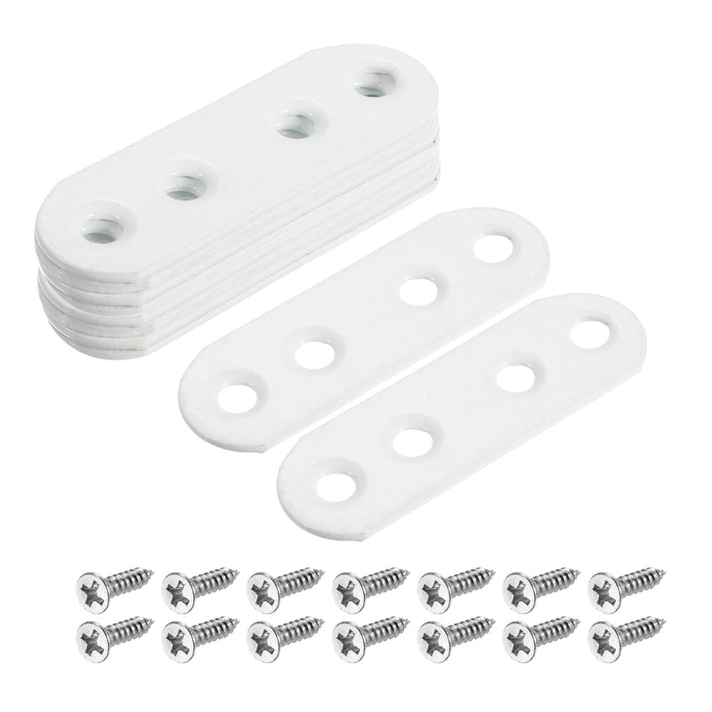 [Australia - AusPower] - uxcell 10Pcs Flat Straight Brackets, 55x5mm Iron Brace Plate for Wood Furniture Mending Repairing, White 10 