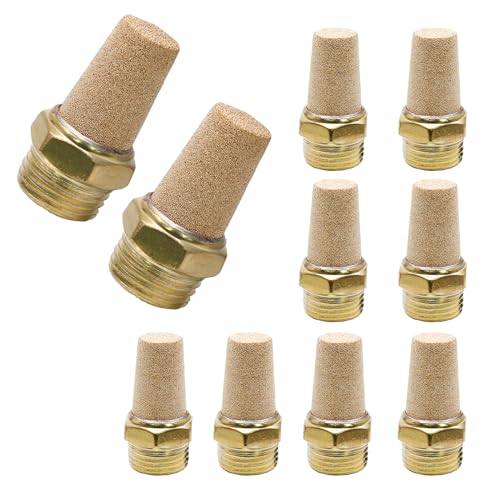 Zorfeter pneumatic brass exhaust muffler filter, 1/4-inch NPT male fittings, 10-piece set