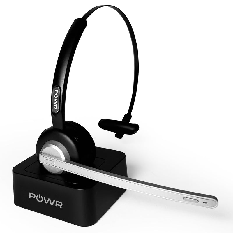 [Australia - AusPower] - Wireless Headset with Mic for Work with Noise Cancelling - Wireless Headset with Advance 5.2 Bluetooth, Mic Mute & Charging Dock - Trucker Bluetooth Headset with 18+ Hours Working Time Regular Black 