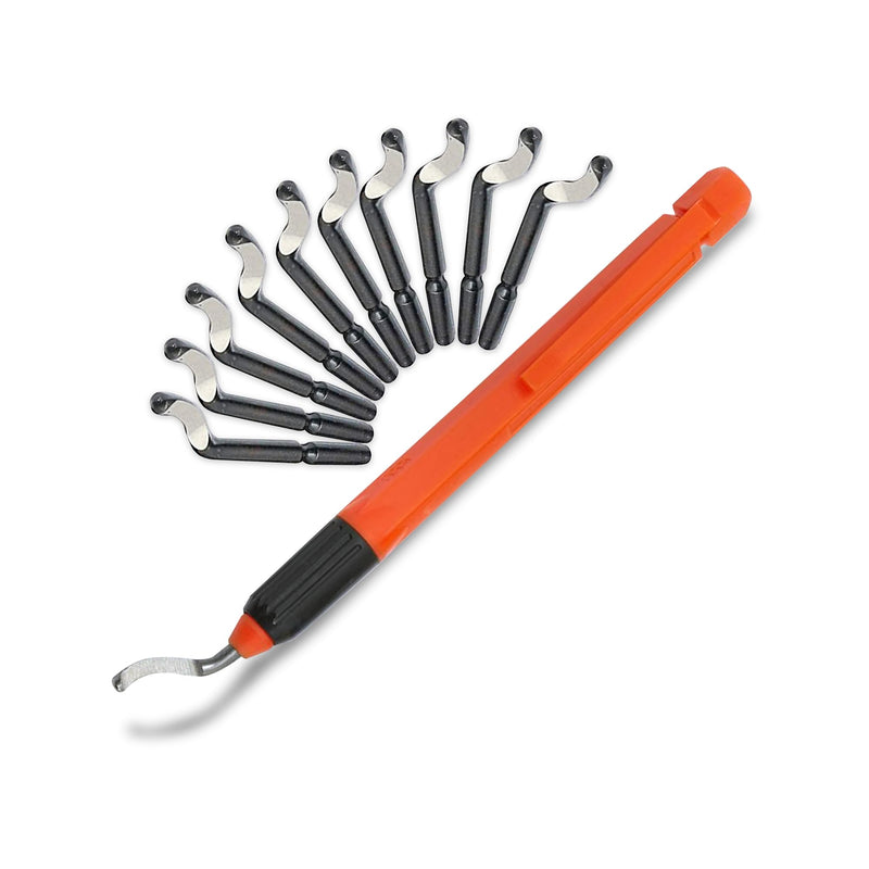 [Australia - AusPower] - AFA Tooling - Deburring Tool with 10 Extra High Speed Steel Swivel Blades - Works on Metal, Resin, PVC Pipes, Copper, Plastic and 3D Printed Edges - Plumbing & 3D Printing Burr Removal Reamer Tool 11 BS1010 Blades 