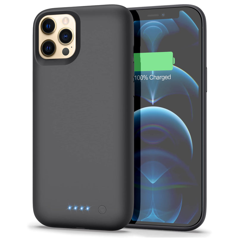 [Australia - AusPower] - Battery Case for iPhone 12 Pro Max,7800mAh Portable Protective Charging Case for iPhone 12 Pro Max, Rechargeable Extended Battery Backup Pack Charger Case for Apple iPhone 12 Pro Max (6.7 inch)-Black Black 