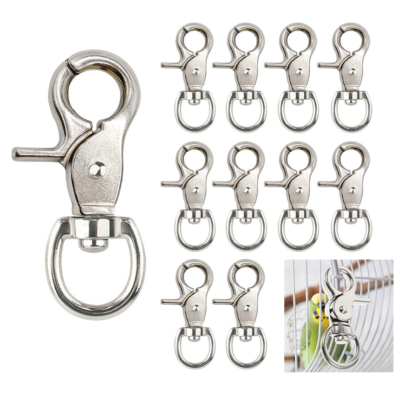 [Australia - AusPower] - 10PCS Trigger Snap Hooks 2.32'' x 0.82'' Heavy Duty Swivel Snap Hooks Metal Clasps Lanyard Clips Durable Trigger Snaps for Bird Cage Key Chains Silver-10PCS 