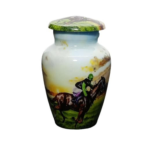 Playing Horse Keepsake Cremation Urn for Human Ashes with Velvet Box and Velvet Bag-Mini Keepsake Urn (3 cu.in)