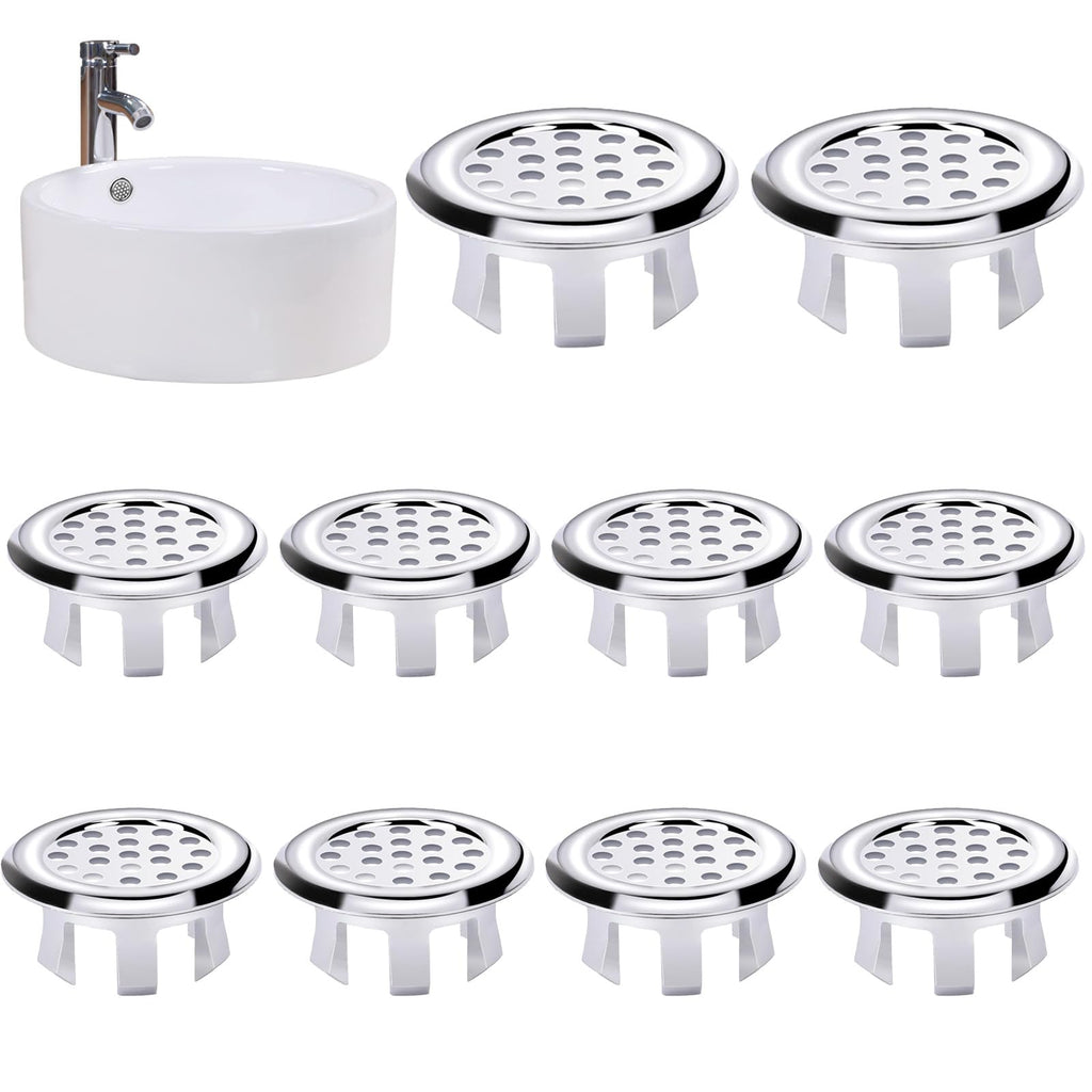 [Australia - AusPower] - 10 Pack Sink Overflow Ring, Sink Basin Trim, Plastic Mesh Hole Trim Rings Kitchen Basin Trim Replacement Round Caps Insert in Hole Sink Hole Cover 