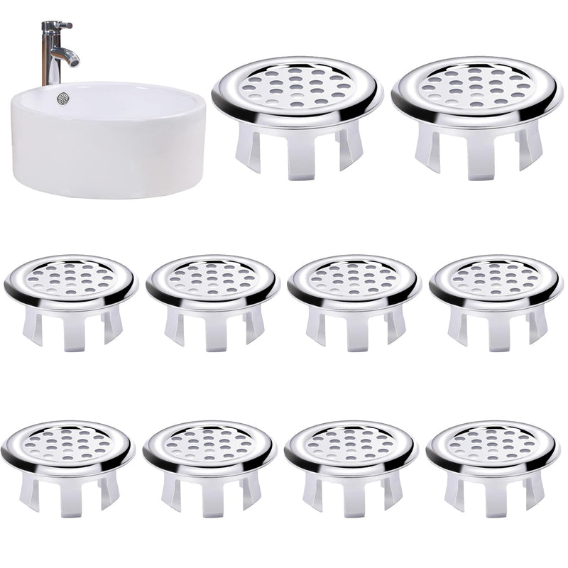 [Australia - AusPower] - 10 Pack Sink Overflow Ring, Sink Basin Trim, Plastic Mesh Hole Trim Rings Kitchen Basin Trim Replacement Round Caps Insert in Hole Sink Hole Cover 