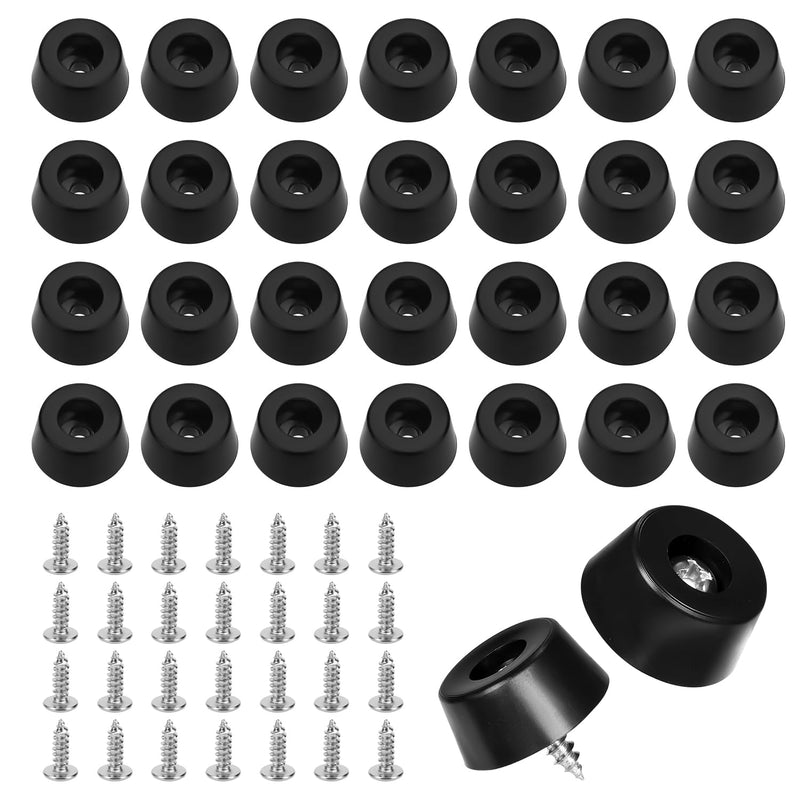 [Australia - AusPower] - 30pcs Cutting Board Rubber Feet, 0.59x0.31in Non Slip Cutting Board Legs with Stainless Steel Screws Round Rubber Feet Bumpers Pad for Furniture Electronics Kitchen Appliances 