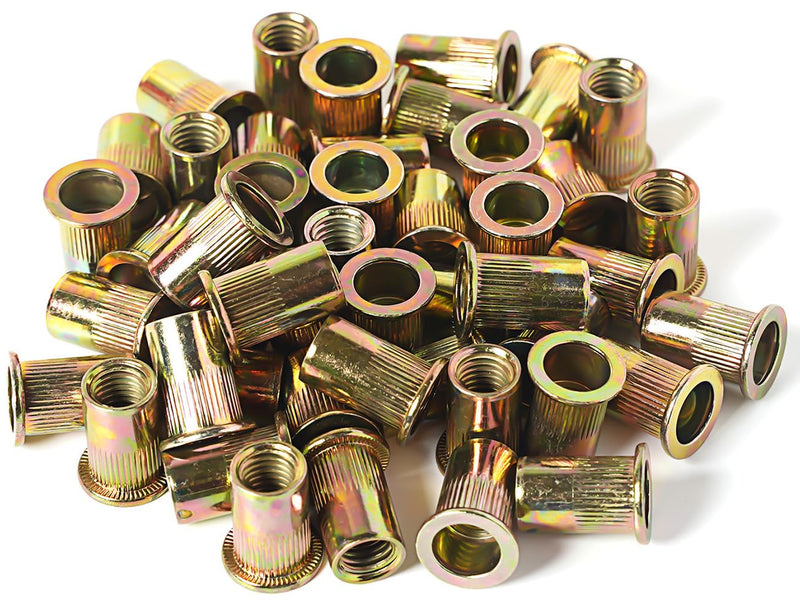 [Australia - AusPower] - 120PCs Carbon Steel 1/4-20 Rivet Nuts Zinc Plated Head Insert Nutsert Rivnuts 1/4-20UNC 