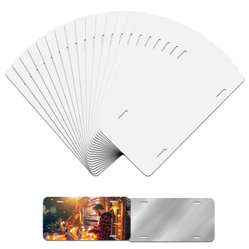 20 Pack Sublimation License Plate Blanks, Thickness 0.45mm Metal Automotive Sublimation License Plates Tag for Custom Design Work (White) THK-0.45mm (20Pack)