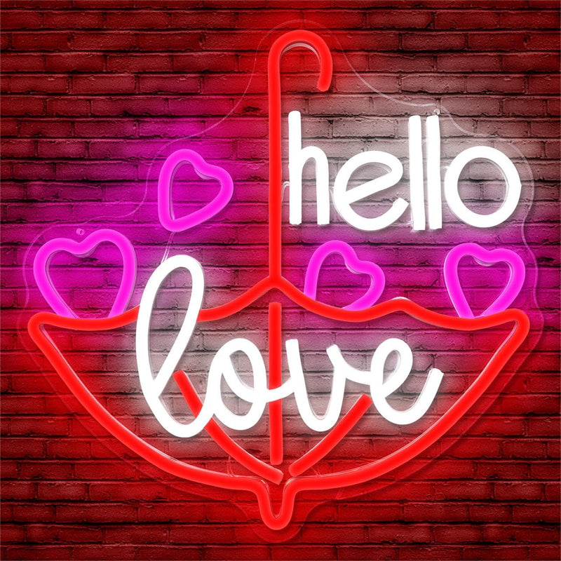 [Australia - AusPower] - Valentine'S Day Neon Sign Dimmable Led Neon Light Hello Love Neon Sign for Wall Decor Heart Neon Sign for Bedroom Bar Living Room Party Valentine's Day decorations Gifts for Lover HelloLove 