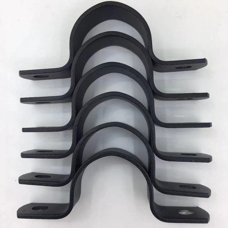 [Australia - AusPower] - Black Durable U-Clamps Metal Pipe Clamps Double Hole Double Hole Pipe Strap DIY U-Bracket (Pack of 6) (1/2 INCH) 1/2 INCH 