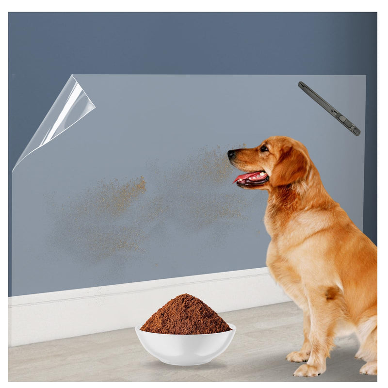 [Australia - AusPower] - FWUNYVN 2Pcs Electrostatic Wall Protective Film Set with Film Cutter, Clear Wall Protector Removable Contact Paper,Transparent Static Cling Splash Guard Film for Furniture Chair Back Door 6.56 FT 15.7"X6.6FT 