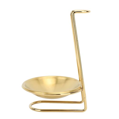 Zerodis Stainless Steel Soup Ladle Holder, Upright Spoon Ladle Rest Kitchen Countertop Utensils Rack for Hotpot Restautant Buffet Fast Food Restautant Kitchen Decor Tool (Golden with 1 Golden With 1 Plate