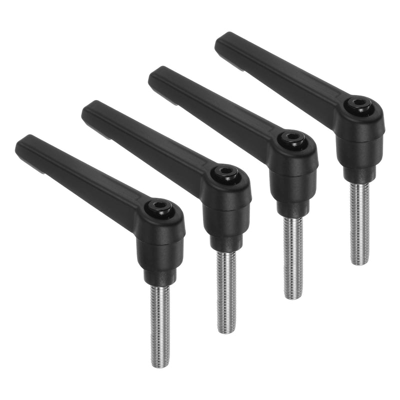 QUARKZMAN Pack of 4 Clamping Lever Handle M6 x 30 mm Male Thread Screw Stainless Steel 304 with Zinc Alloy Adjustable Handle Tension Lever for Machine Tools Welding Equipment Pressure Equipment Black M6 x 30mm 304 stainless steel