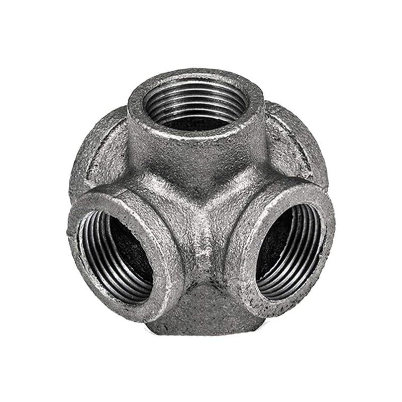 [Australia - AusPower] - AGUTEA Black 6-Way Side Exit Cross, Cast Iron Pipe Fitting Cast Iron Angle Pipe Fitting for Vintage Style DIY Projects/Furniture/Shelves (Pack of 1) (1 INCH) 1 INCH 
