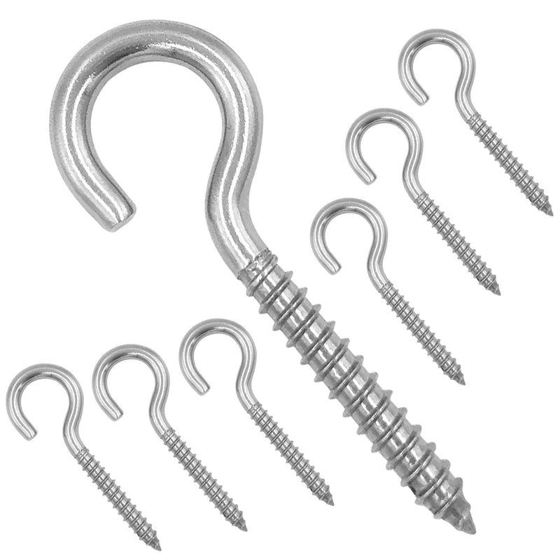 [Australia - AusPower] - 3.2 Inches 304 Stainless Steel Screw Eyes 6 Pack,Heavy Duty Screw in Hooks for Hammock Stand, Indoor Ceiling&Outdoor 