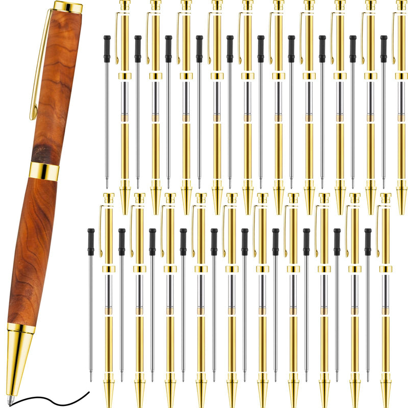 [Australia - AusPower] - Colarr 20 Pcs 7mm Slimline Pen Kit with Refill Wood Turning Twist Pen Kit Lathe Turning Supplies for DIY Copper Making Friend Teacher Students Gifts(Gold) Gold 