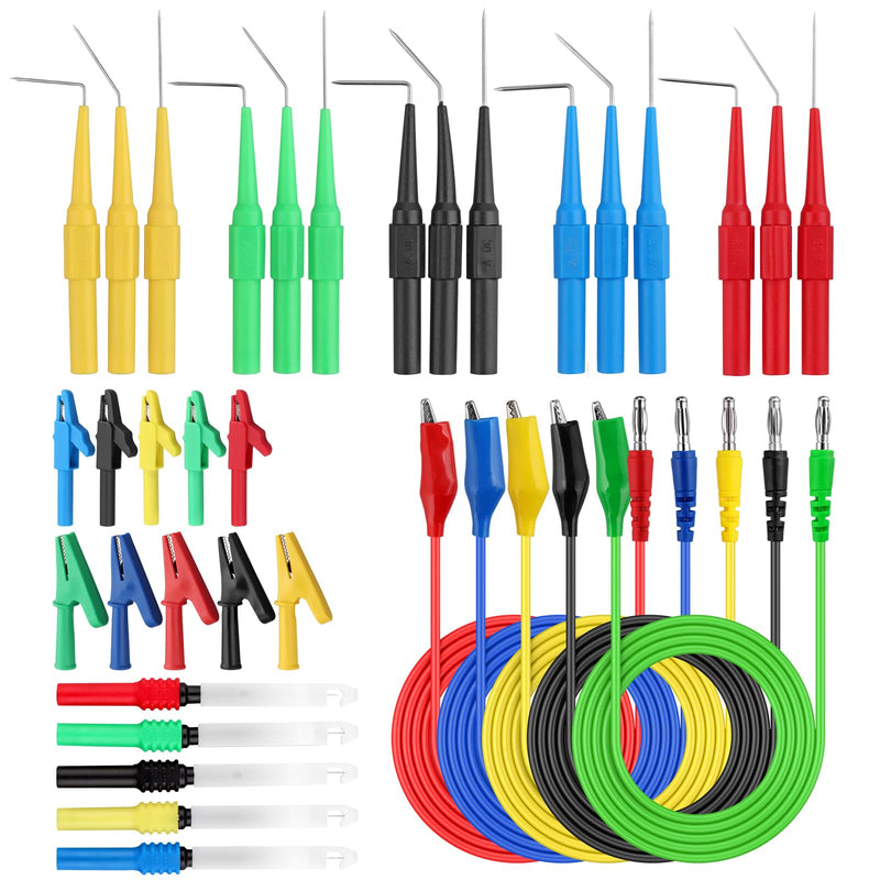[Australia - AusPower] - Back Probe Kit – 35PCS Automotive Test Leads Set with Storage Box,5 Large Alligator Clips,5 Wire Piercing Probes,Flexible Multi-Angle Needles for Multimeter & Automotive Diagnostics 
