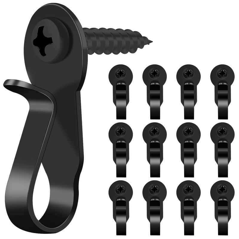 [Australia - AusPower] - DINGEE Light Hanger Hooks,Stainless Steel Screw in Hooks for Outdoor String Lights, Christmas Light Hooks,Black Small Screw Hooks for Patio Light,Plants,Wind Chimes 12 Pack Black 