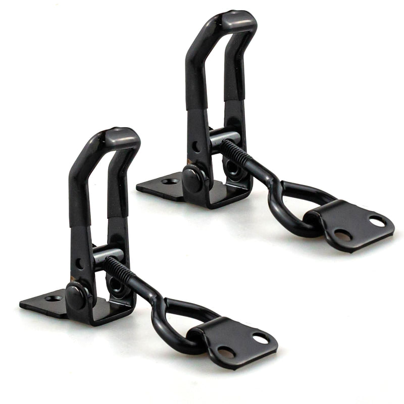 [Australia - AusPower] - 2-Pack Heavy-Duty Black Toggle Latch Clamp - 300lbs Adjustable Pull Latch, Quick-Release Smoker Door Latch, Metal Toggle Clamps for Boxes, Gates, Cabinets, Cases 