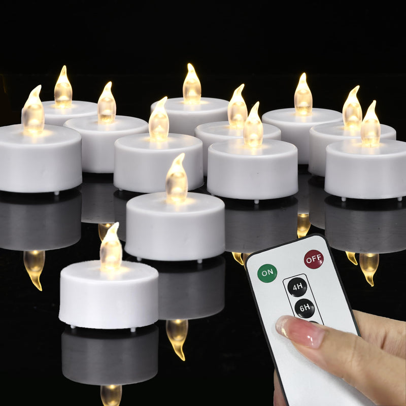 [Australia - AusPower] - Paichi Tea Lights Candles Battery Operated with Remote Control, 12Pcs Flickering Flameless Candle with Timer, Long Lasting 400+ Hours Led Electric Candle for Home Decor, Wedding, Party (WarmWhite) Warm White 