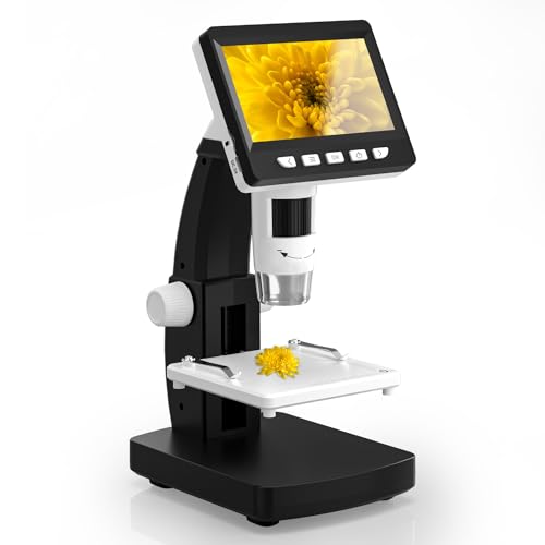 CIMELR 4.3 Inch Digital Microscope, 50X-1000X Resolution, USB Microscope with 8 Adjustable LED Lights, Microscope for Adult/Children (306-B) 306-B
