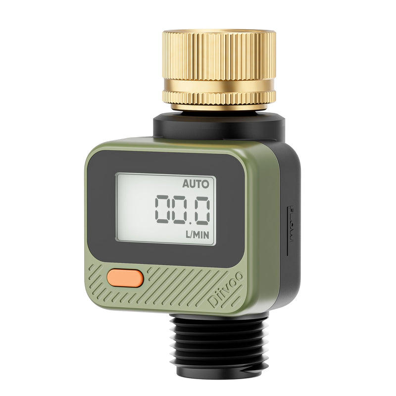 [Australia - AusPower] - Diivoo Water Flow Meter with 180° Removable Panel, 4 Measure Modes, ±5% High Accuracy and IP54, Measure Gallon/Liter Consumption and Flow Rate for Outdoor Garden Hose Watering, RV Water Tank Filling 