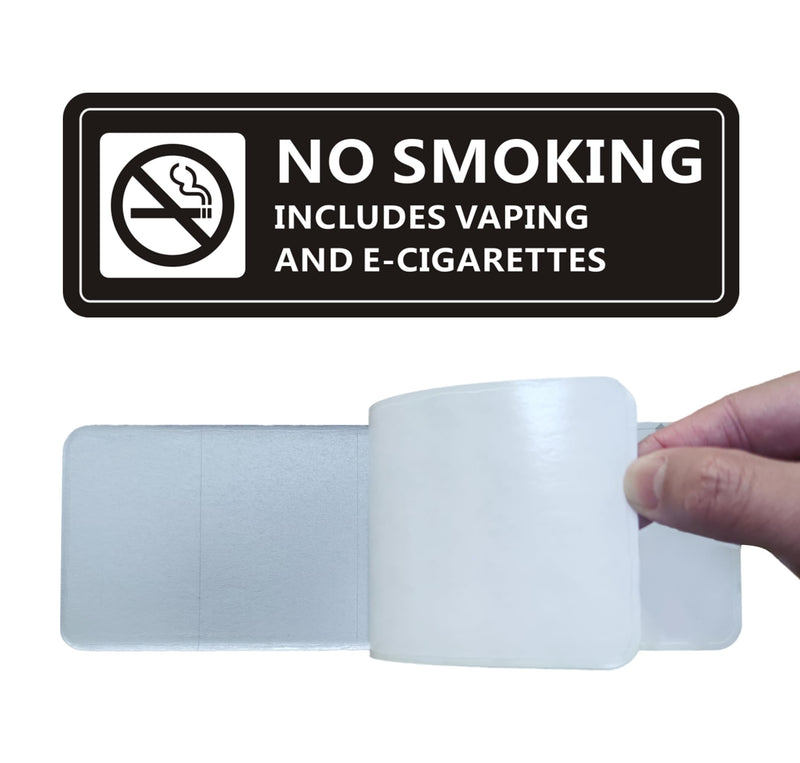 [Australia - AusPower] - No Smoking Signs, (2 PACK) Self-adhesive No Smoking Signs for Business, 9 x 3 Inch Metal Signage for Home House Restaurants and Hotels (Black White) 9" x 3" 2 Pack (Black) 