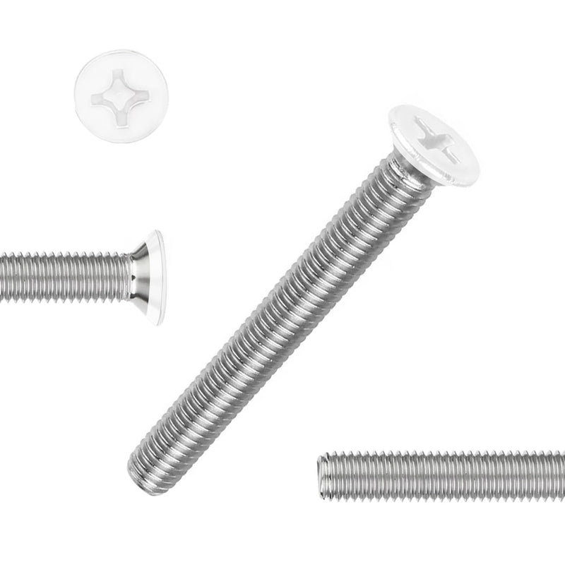 [Australia - AusPower] - QISHENG 100 PCS White Head #6-32X1 Stainless Steel Phillips Flat Head Machine Screws,DIY,Repair,Install Furniture and Electrical Appliances Screws,Stainless Steel 18-8 A2(304) Screw #6-32X1" 
