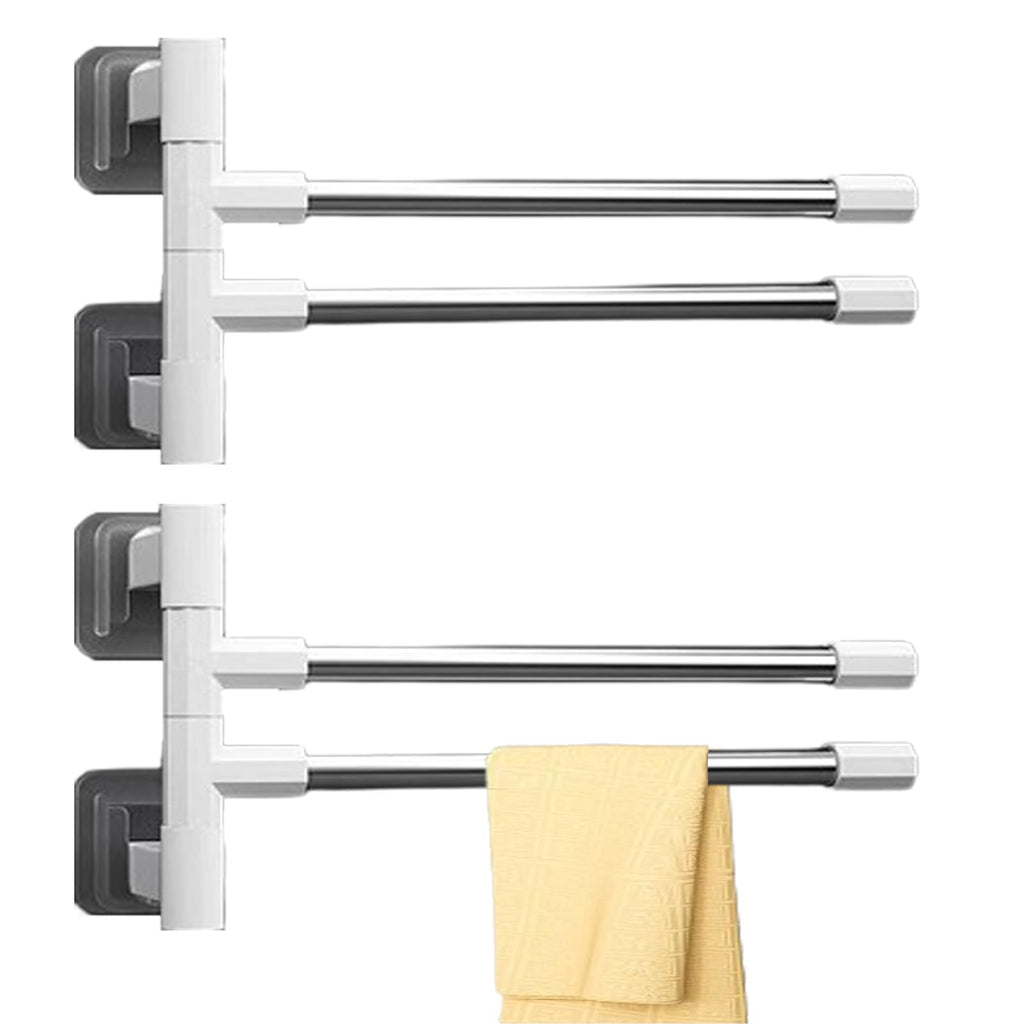 [Australia - AusPower] - 2 Pieces Towel Holder, Swing Arm Kitchen Bathroom Towel Rack Wall Self-Adhesive, 2-arm 