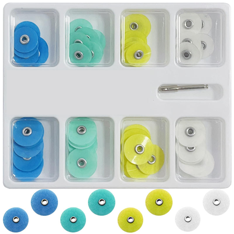 [Australia - AusPower] - 80 Piece 12mm & 14mm Dental Polishing Discs Assorted Kit, Dental Polisher Supplies with Mandrel Stem for Material Tools, Professional Dental Accessories for Polishing and Contouring 