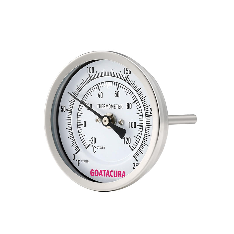 [Australia - AusPower] - Bimetal Thermometer, Full Stainless Steel, 3" Dial Size, 4" Stem, 1/2" NPT Back Mount, 0-250 Deg F/-20-120 Deg C, 1% Accuracy L=4" 