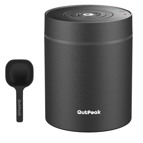 OUTPEAK Neo Latest Kilo Auto Vacuum Coffee Canister, 1.5L Capacity for 17.6oz of Coffee Beans, One-Button Operation, Stainless Steel Coffee Storage Container with Scoop (Barista Champion's Choice) 1.5L-Stainless Steel-Space Grey