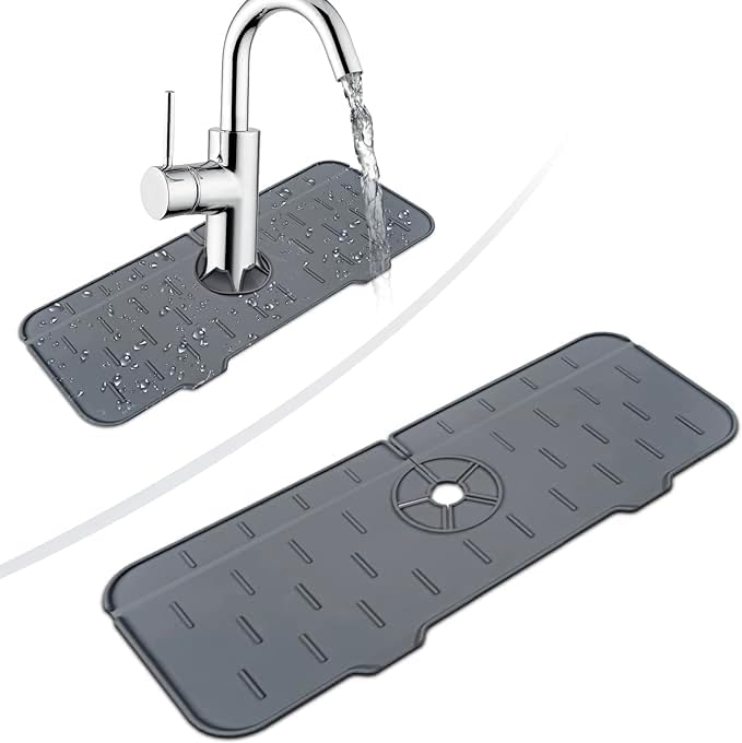 [Australia - AusPower] - Home Supply Silicone Sink Faucet Mat, Splash Protector, 10.2 Inches, Gray 