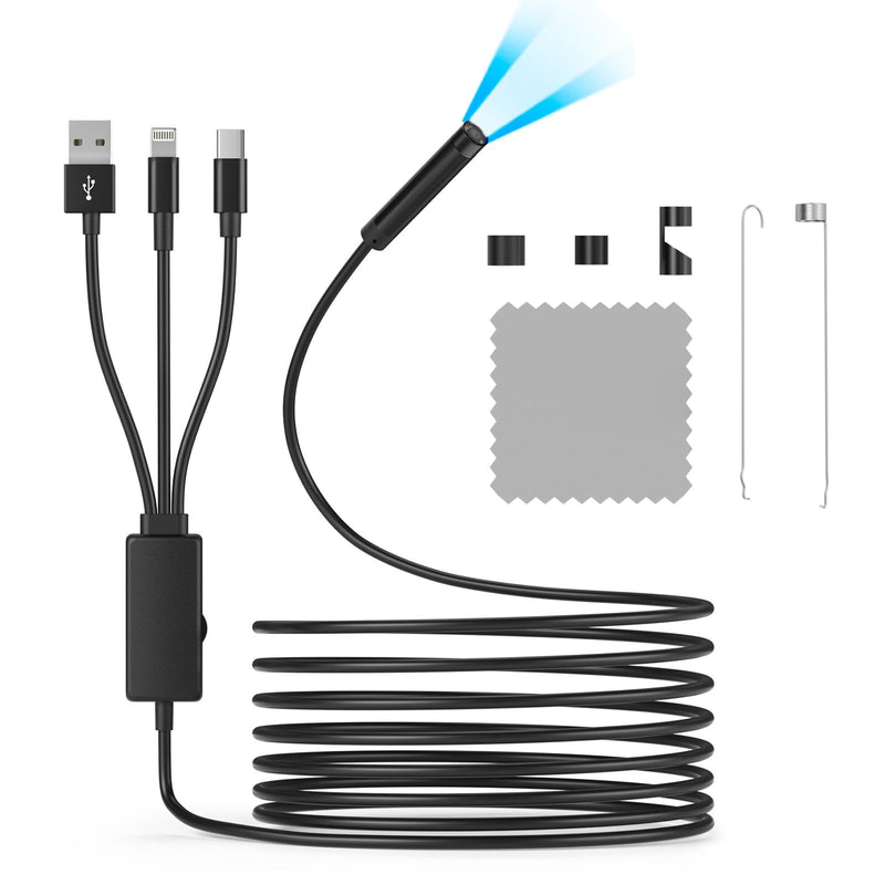 Endoscope Camera with Light,1920P HD Endoscope with 5.9ft Semi-Rigid,Endoscope Camera with 8 Adjustable LED Lights,7.9mm IP67 Waterproof
