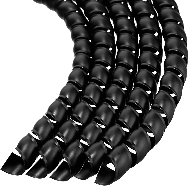 [Australia - AusPower] - 10 mm Dog and Cat Cord Protector Spiral Cable Wire Protector Sleeve Covers 5 Pcs/Pack for Cord to Protect Your Pets from Chewing Through Insulated Cables (Black,49.2 Ft) 49.2 Ft Black 