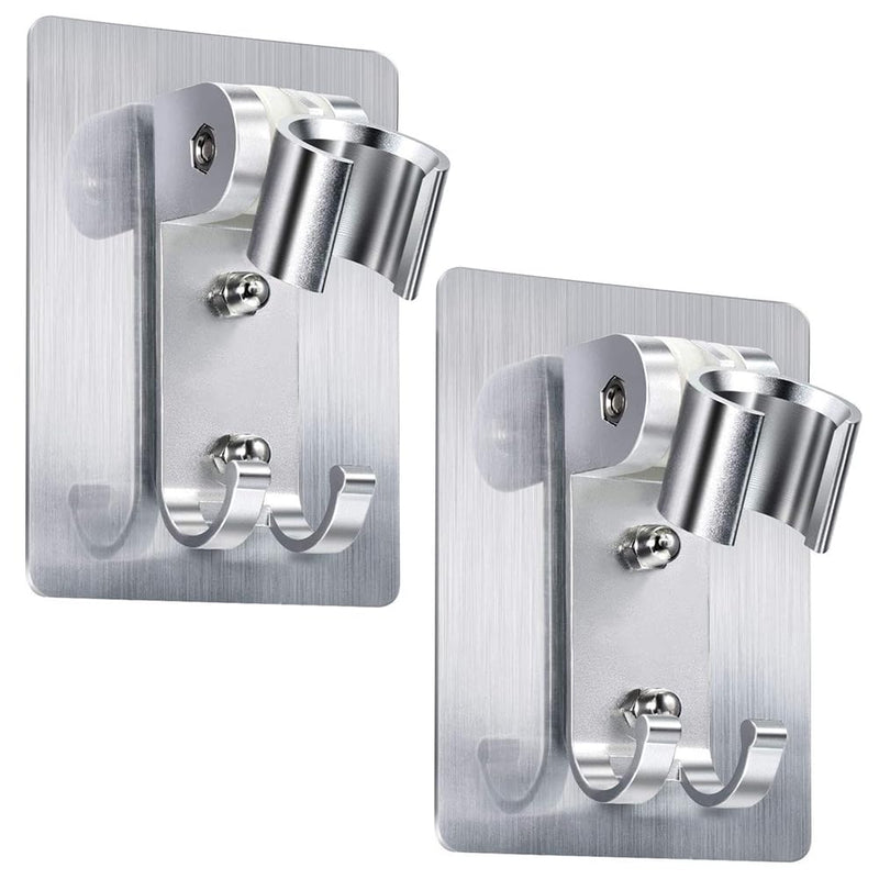 [Australia - AusPower] - 2 Pieces Shower Head Holder Strong Adhesive Shower Head Wall Mounting Bracket Adjustable Shower Wand Holder No Drilling Will Not Affect The Wall 