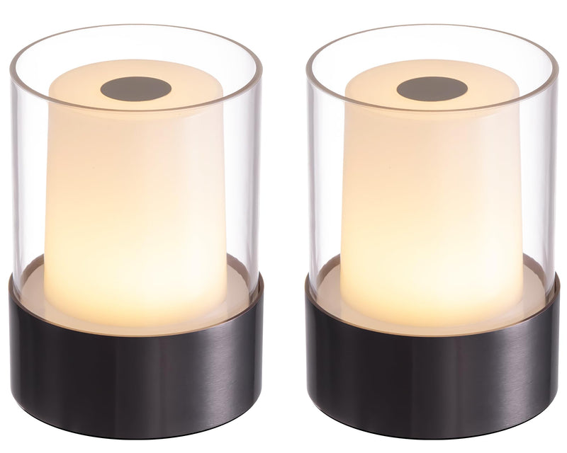 [Australia - AusPower] - NEWSEE Cordless Small Candle Table Lamp, Modern Portable 3 Levels Brightness LED Desk Lamps, Rechargeable Battery Powered Lighting, for Living Room, Dining Room, Bedroom, Bar, Night Light (Black) Black-2 