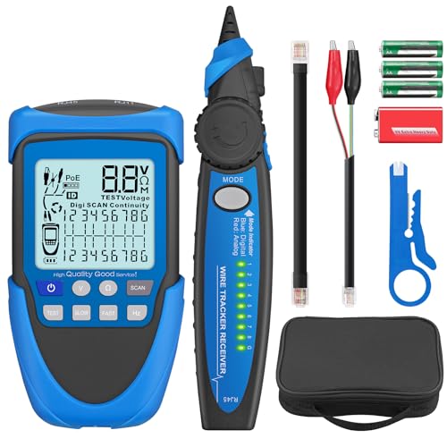 RJ45 Cable Tester POE with LCD for CAT5/6/7/8 | Multifunctional network tester, cable CAT5 to CAT8 tracker, line finder for short circuit, cross and interruption test