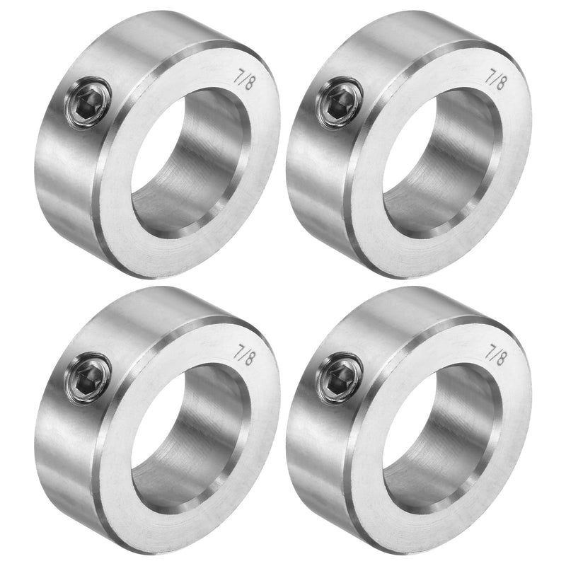 [Australia - AusPower] - uxcell 4pcs Set Screw Collars 7/8" Bore 304 Stainless Steel Shaft Collars, 1-1/2" OD, 9/16" Width Axle Collar Clamp for Linear Rod Shaft Guide 