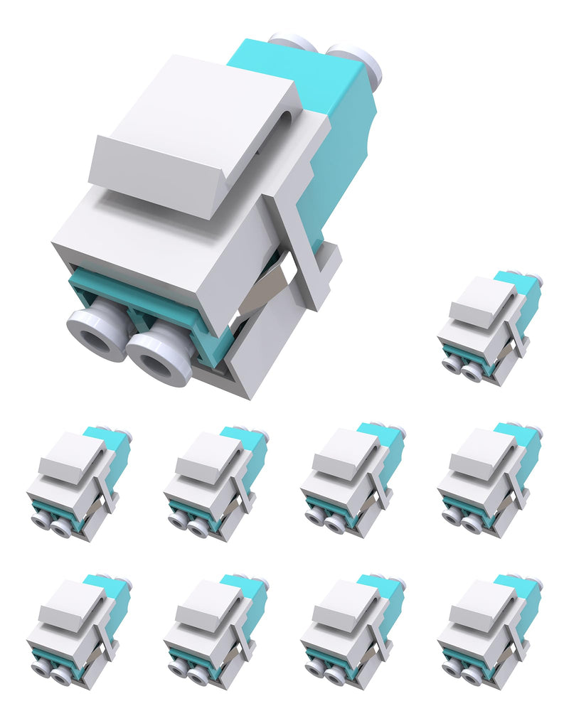 [Australia - AusPower] - 10 pcs Duplex LC to LC Fiber Coupler, Multimode Fiber Optic LC Keystone Jack Coupler for Fiber Wall Plate,Surface Mount Boxes(Fiber Optic Adapter, OM3/OM4) 10 Pack Duplex Multimode LC-LC 
