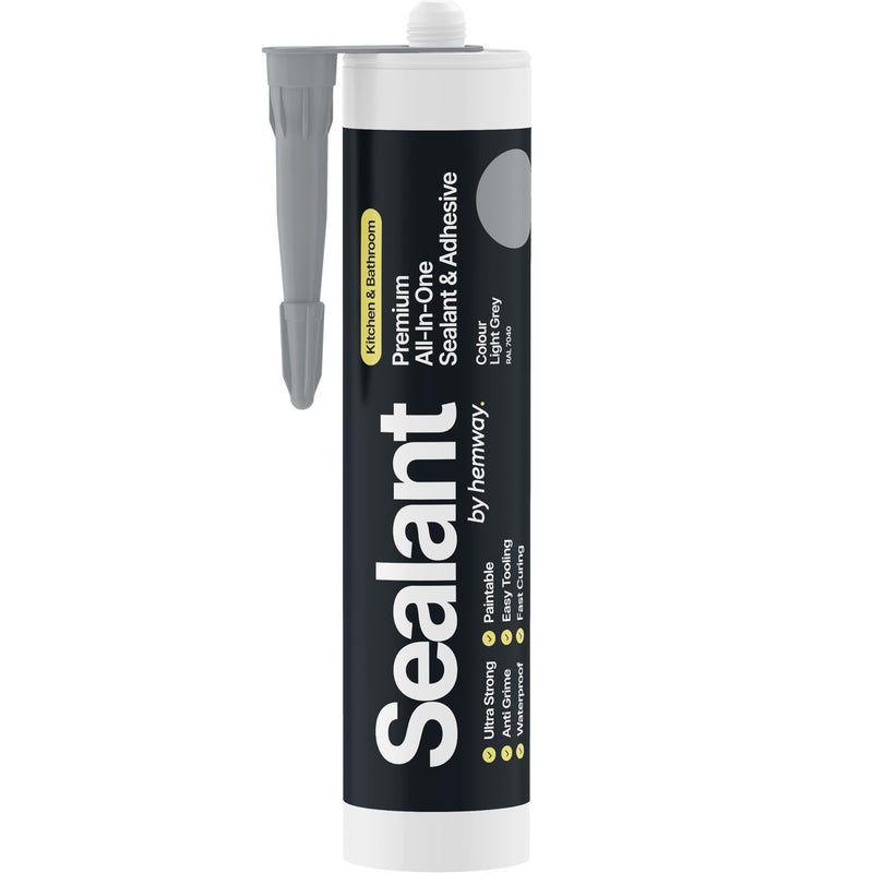 [Australia - AusPower] - Light Grey Kitchen Bathroom Hybrid Polymer Sealant Adhesive 13.1oz All in One Waterproof Weatherproof Joint Paintable Indoor Outdoor Bath Shower Sink Window Board Door RV Roof Wood Leak - 1 Pack Light Grey 